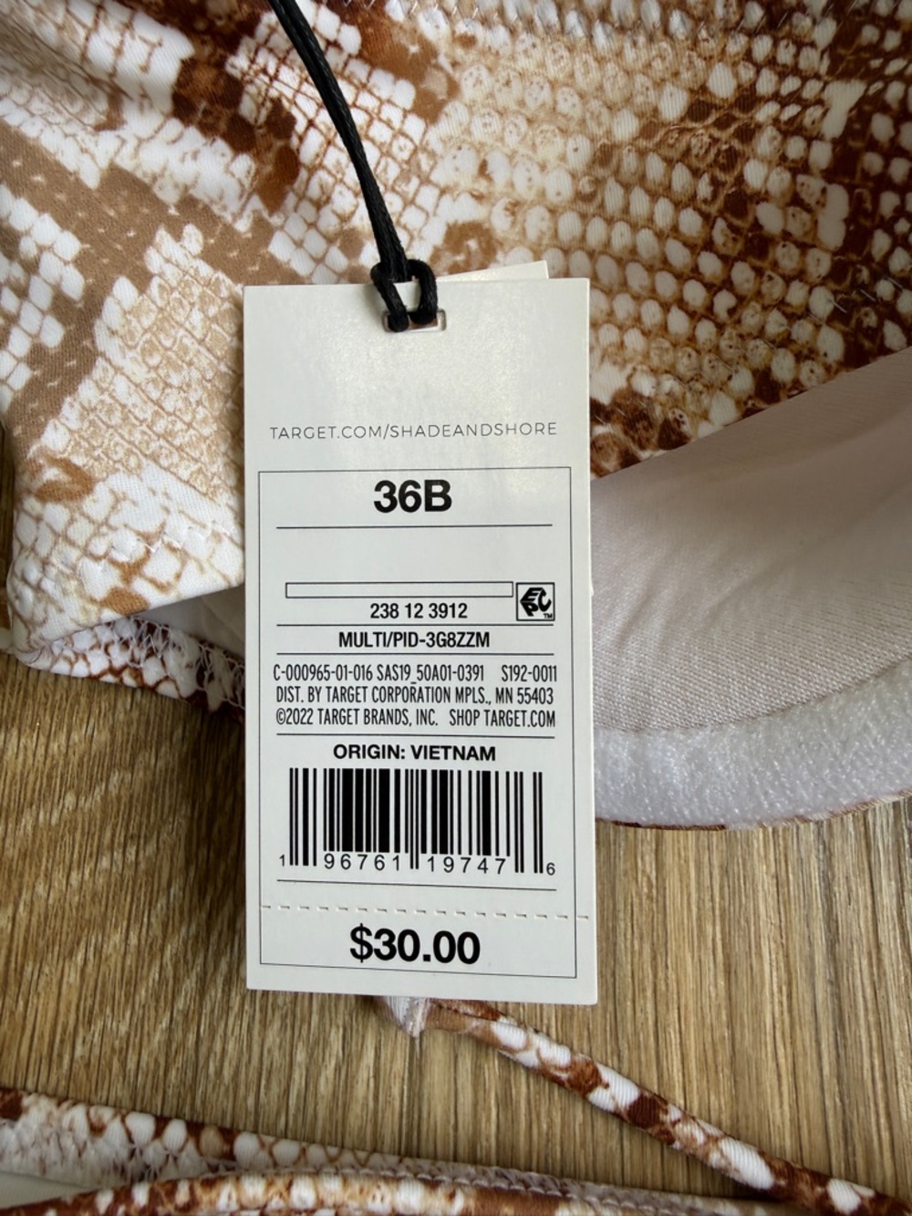 Shade & Shore Snakeskin Bikini Set 36B Top XL Bottom NWT - Picture 5 of 6